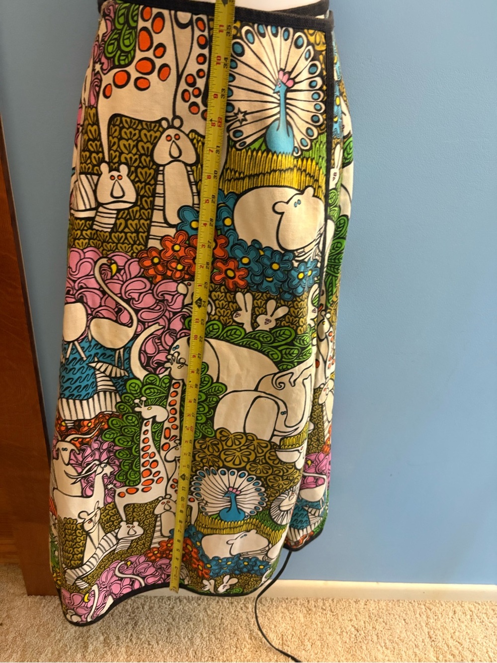 RARE JP Stevens Utica Wrap Skirt Handmade Botanical Zoo Psychedelic Jungle M/L - Picture 8 of 8